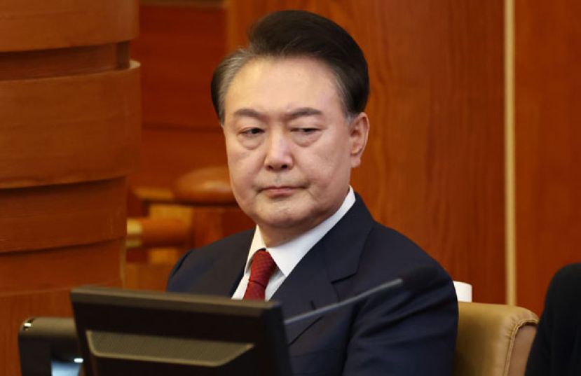 韩国总统尹锡悦13日出席宪法裁判所辩论。