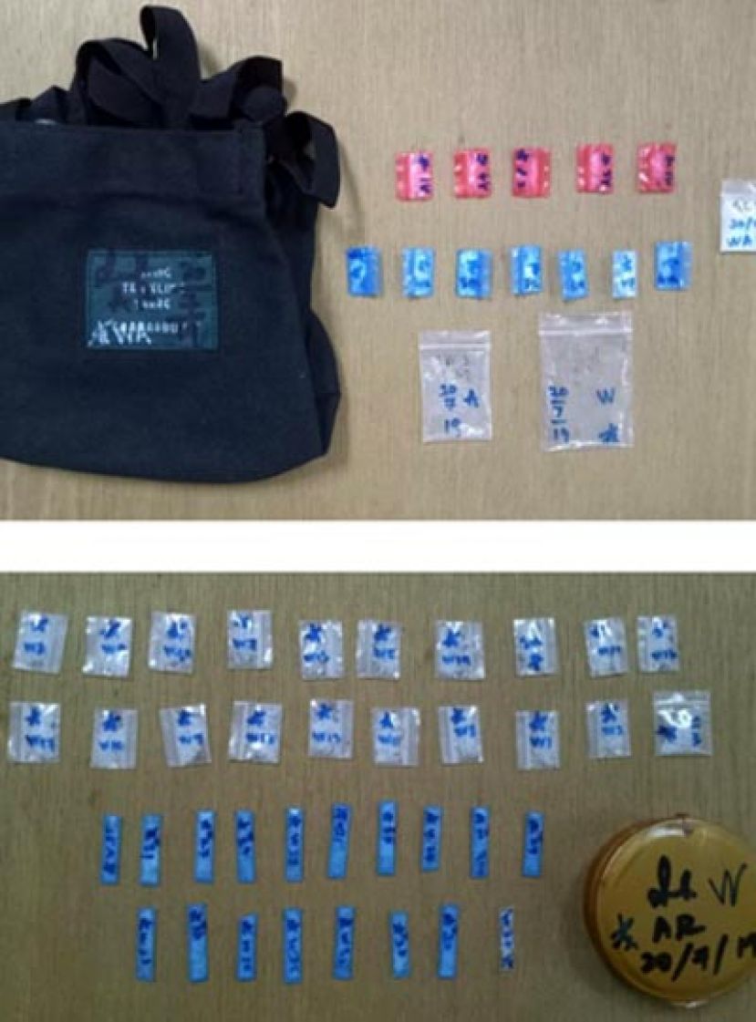 警方起获的冰毒与大麻。