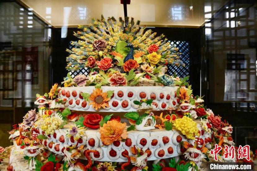 太原古县城一家花馍店铺内的花馍。