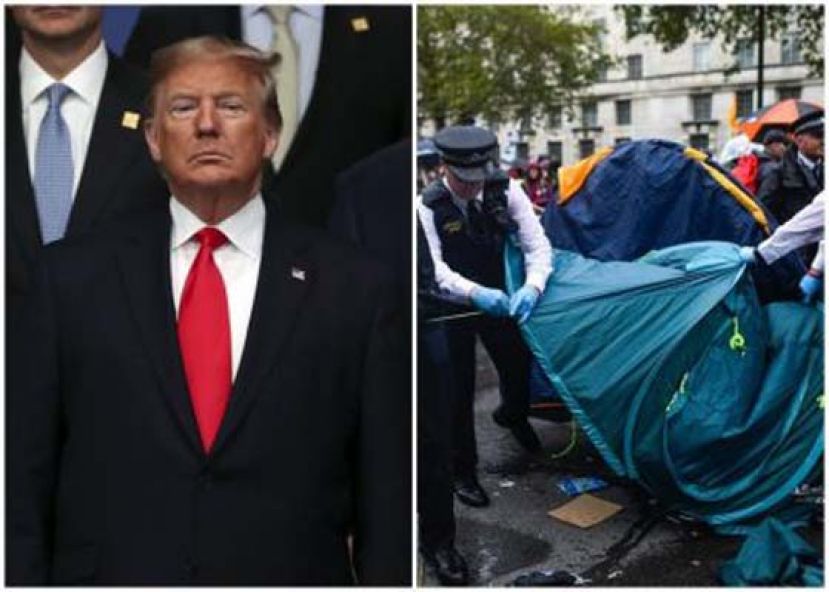 特朗普强硬回应雕像破坏事件，右为警方移走白宫附近示威者帐篷。