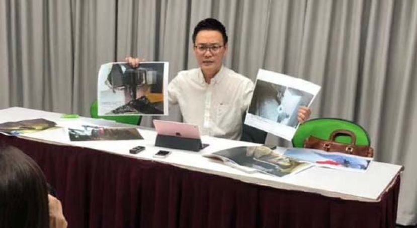 砂人联党青年团秘书长符祥威（中）感谢警方对案件展开全面调查。