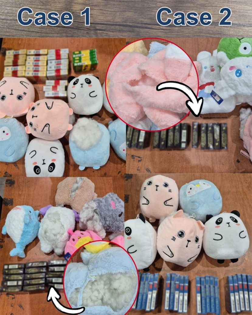 漏税香烟塞入绒毛玩具，企图瞒天过海邮寄到新加坡