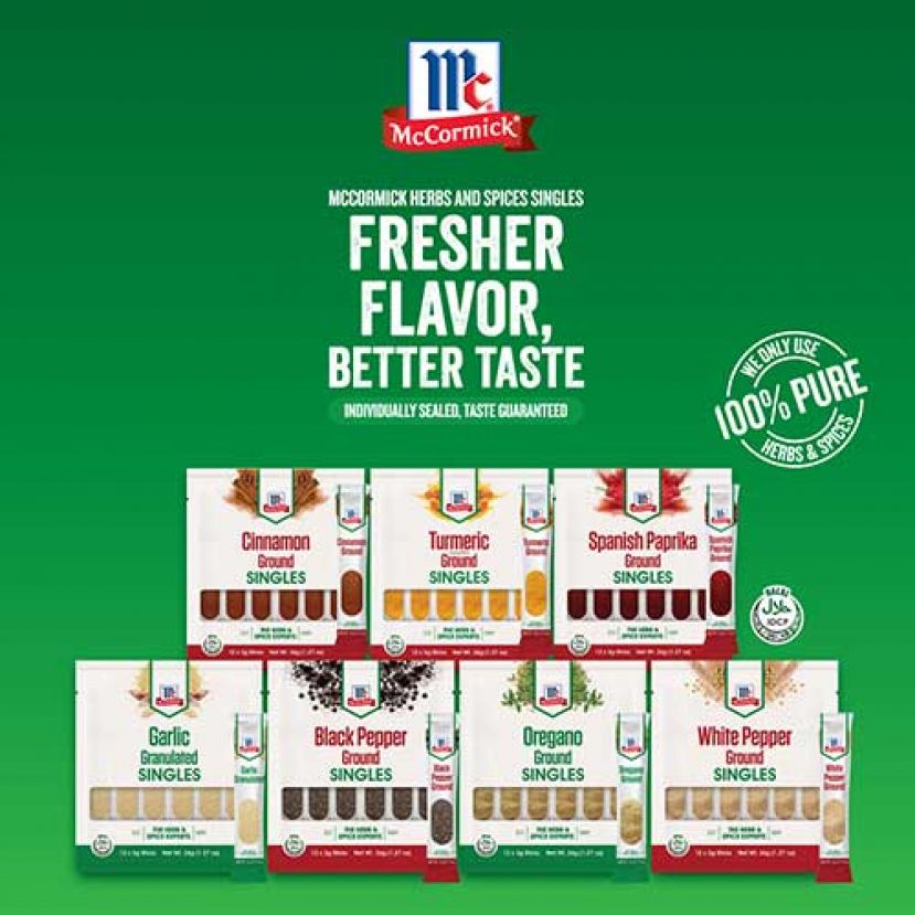 McCormick标志性香草和香料现在具备独立密封的棒状包装。