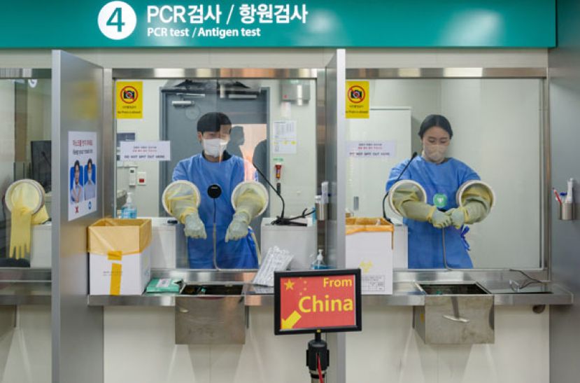 自中国搭机飞抵韩国的外籍旅客须接受PCR筛检。