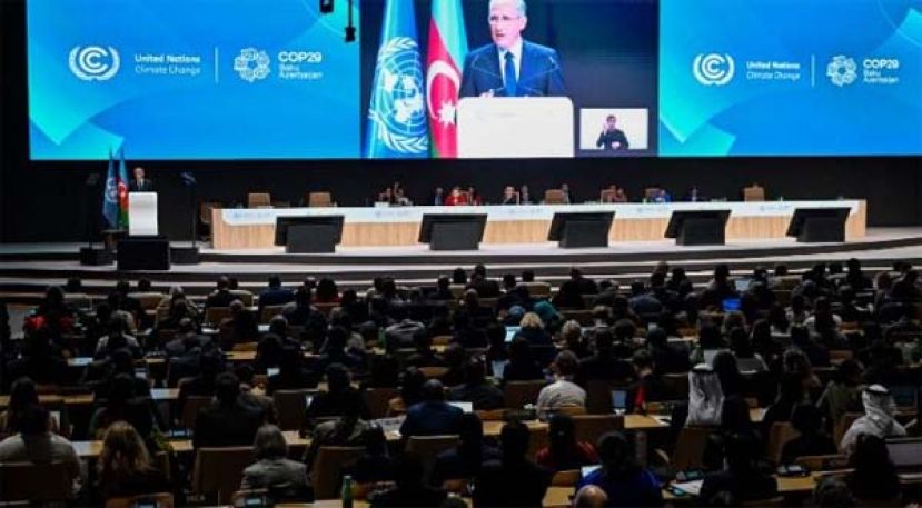 大会主席，即阿塞拜疆生态与自然资源部部长巴巴耶夫向出席代表发表讲话。
