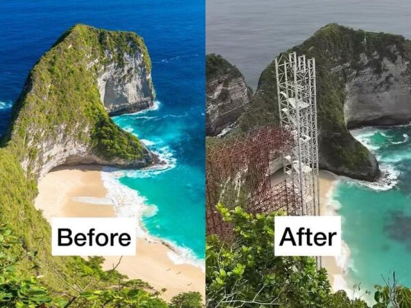 峇里岛暴龙悬崖被玻璃电梯破坏！居民怒炸。