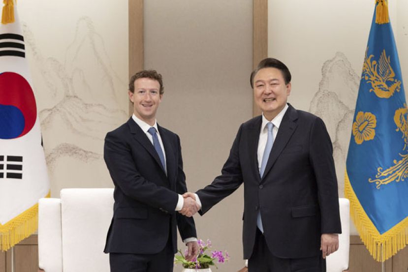 韩国总统尹锡悦29日接见Meta执行长祖克柏。