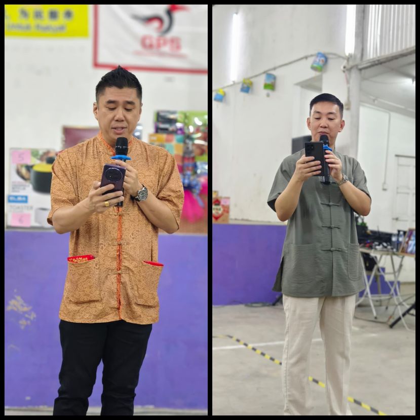 左为筹委会主席 县议员黄展辉，右为支部主席张毓伦。