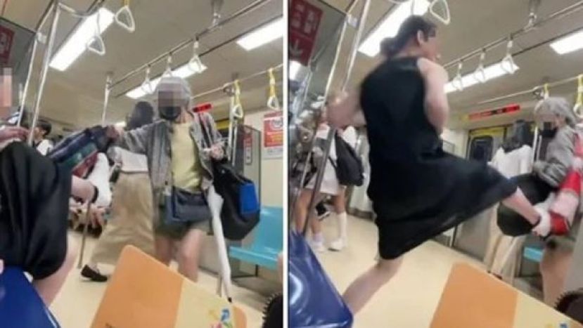 台捷运内逼年轻人让座遭飞踢，老妇竟是盗窃通缉犯。
