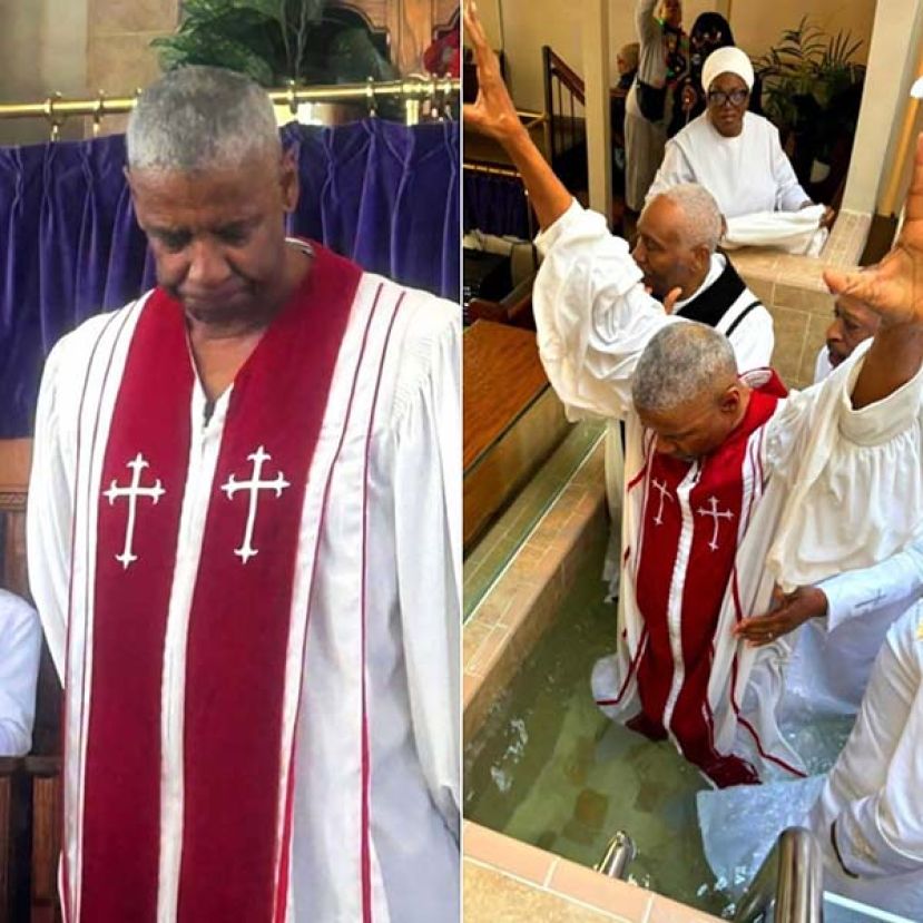 ●丹佐华盛顿受洗并获颁牧师执照。