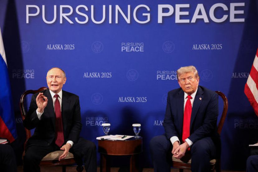 美国总统特朗普在阿拉斯加会见俄罗斯总统普京。