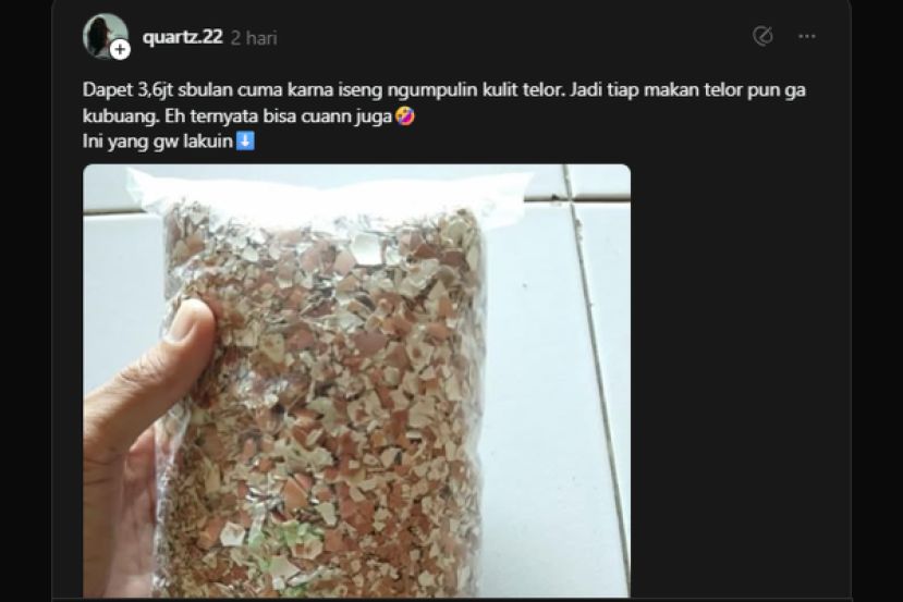 印尼男子回收蛋壳，转废为宝月入近900。