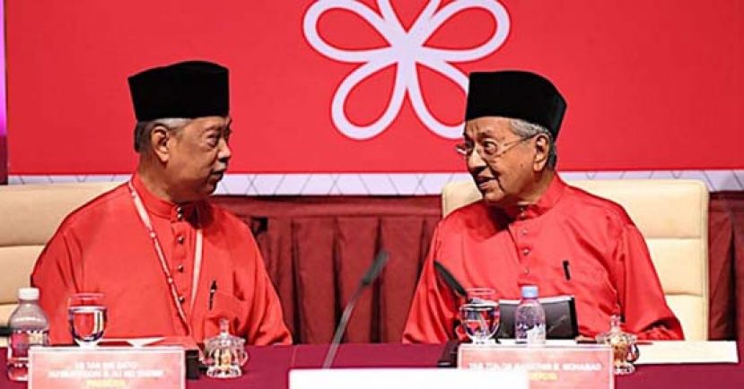 土团党党选开打，敦马成功蝉联总裁，慕尤丁捍卫主席面对挑战(档案照片)。