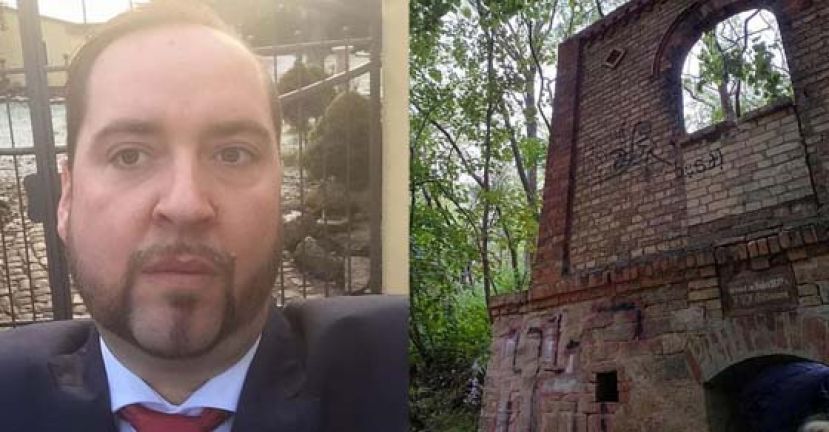 尼可（左）当时与友人在萨克森-安哈特的一座建筑外（右）举行野外烧烤聚会，却没想到会碰上雷雨天。