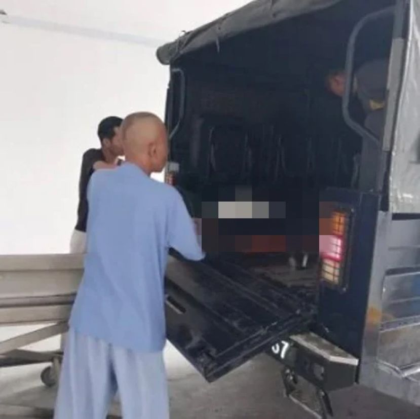 少女遗体由警方黑车送去砂拉越中央医院。