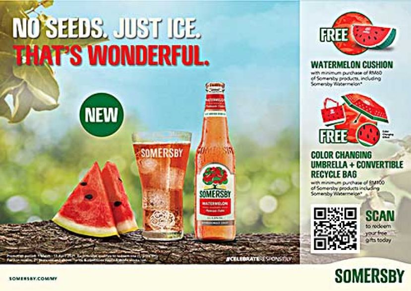 Somersby 果酒将西瓜加入最新创新产品,马来西亚为亚洲第二个市场推 出这口味