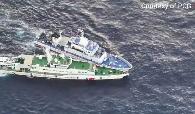菲律宾海岸防卫队5日在南海执行任务，与中国海警船发生碰撞。