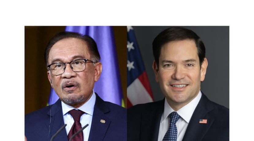 左为首相安华与鲁比奥(右)。