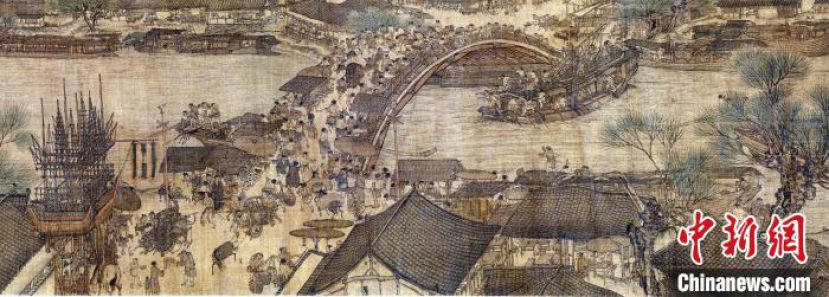 现藏于故宫博物院的北宋张择端《清明上河图》卷局部。