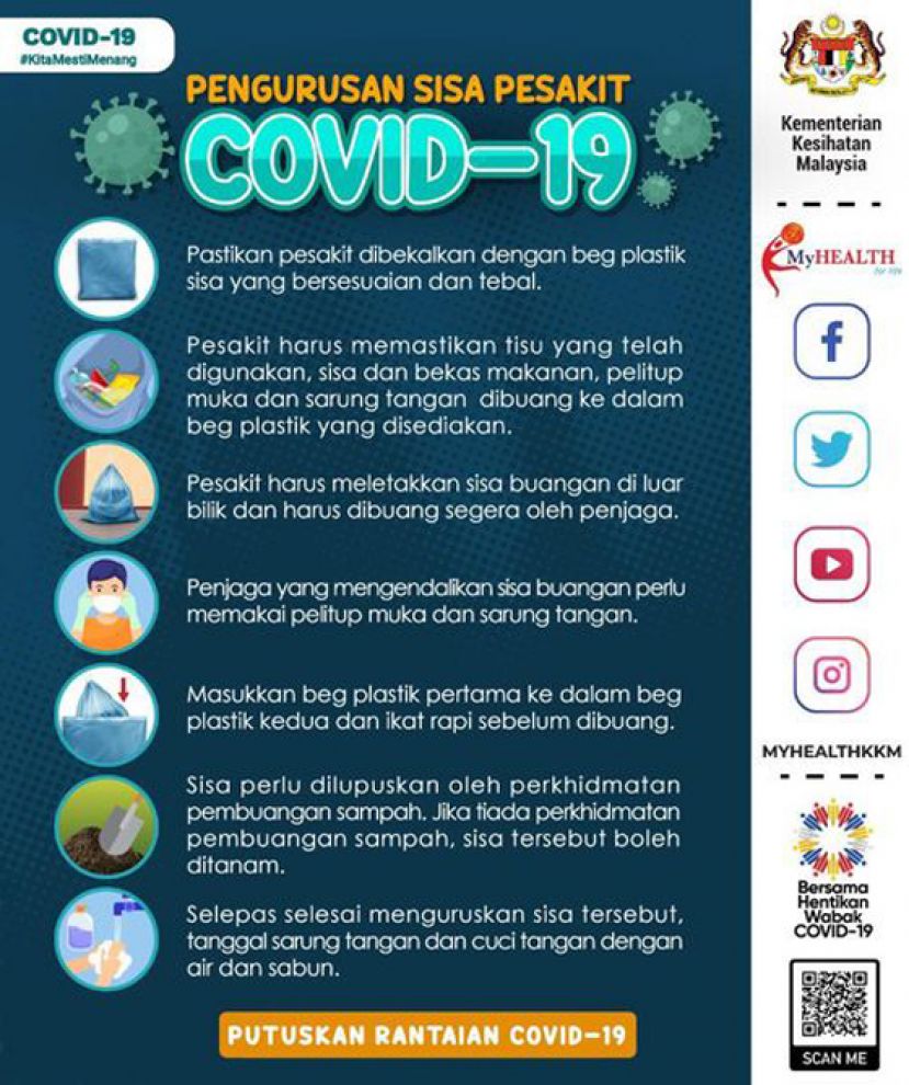 卫生部周六透过MyHealth面子书分享处理确诊者垃圾的图文。