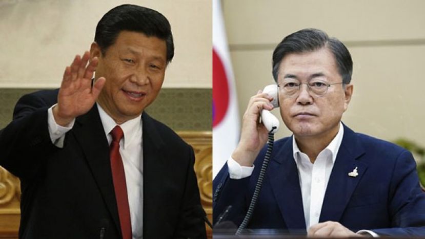 中国国家主席习近平、韩国时任总统文在寅热线。