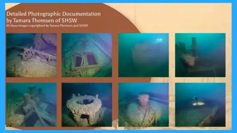 威斯康辛州历史学会公布的水下影像，完整记录 F.J. King号的甲板、桅杆与结构细节。