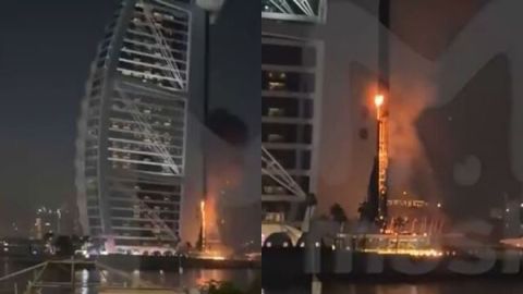 杜拜帆船饭店3月因伊朗无人机碎片引发火灾。