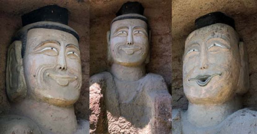 法镜寺石窟的佛像因脸部表情独特，近期掀起热议。