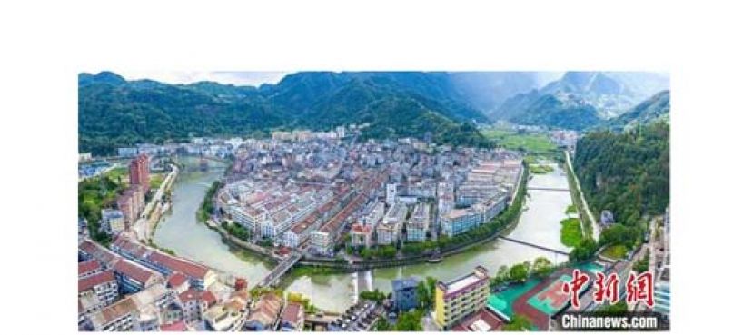 浙江省温州市文成县玉壶镇全景。