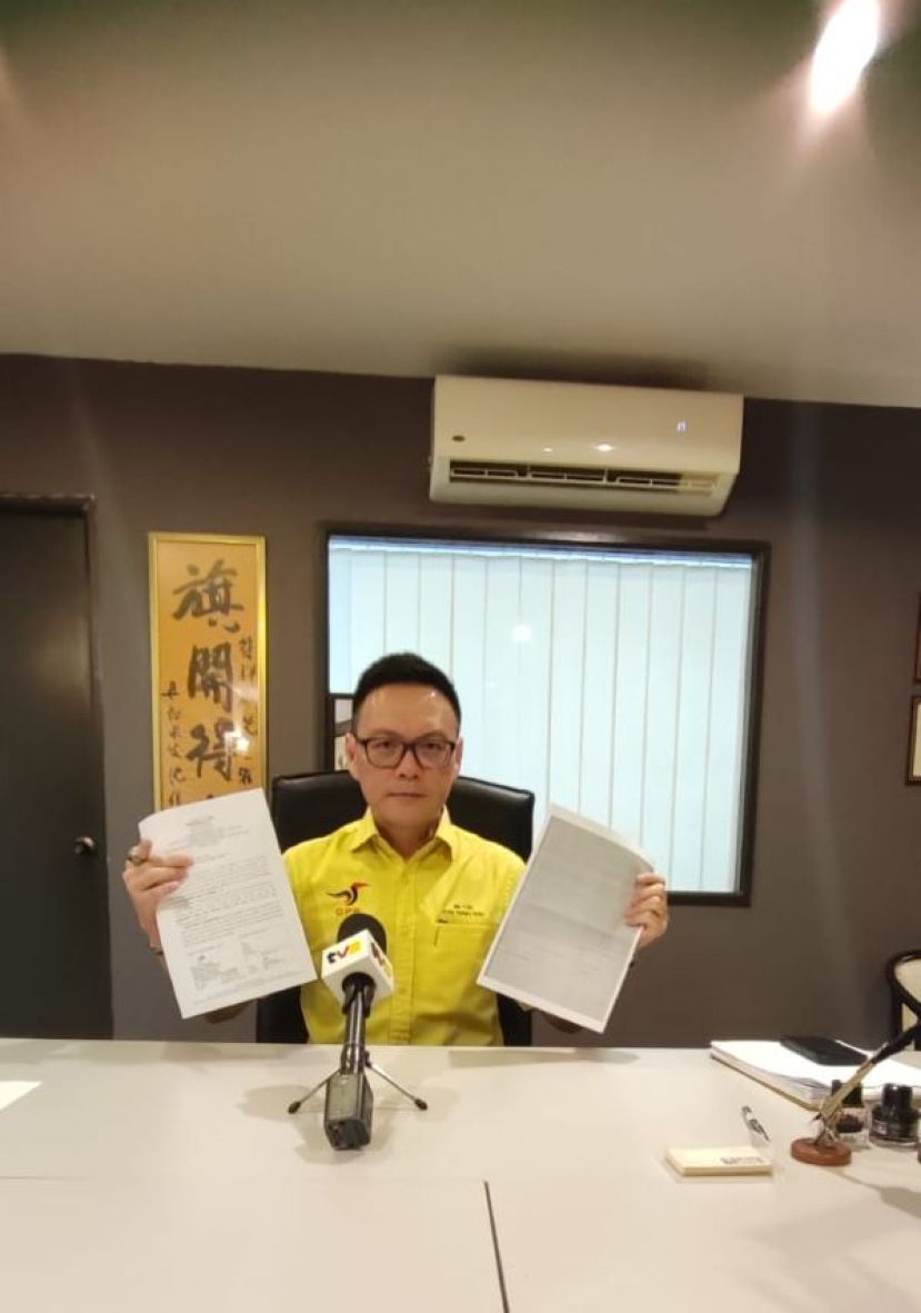 砂人联党公共投诉局主任符祥威在新闻发布会上一摄。