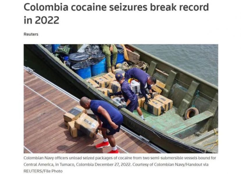 哥伦比亚缉获671吨可卡因创新高